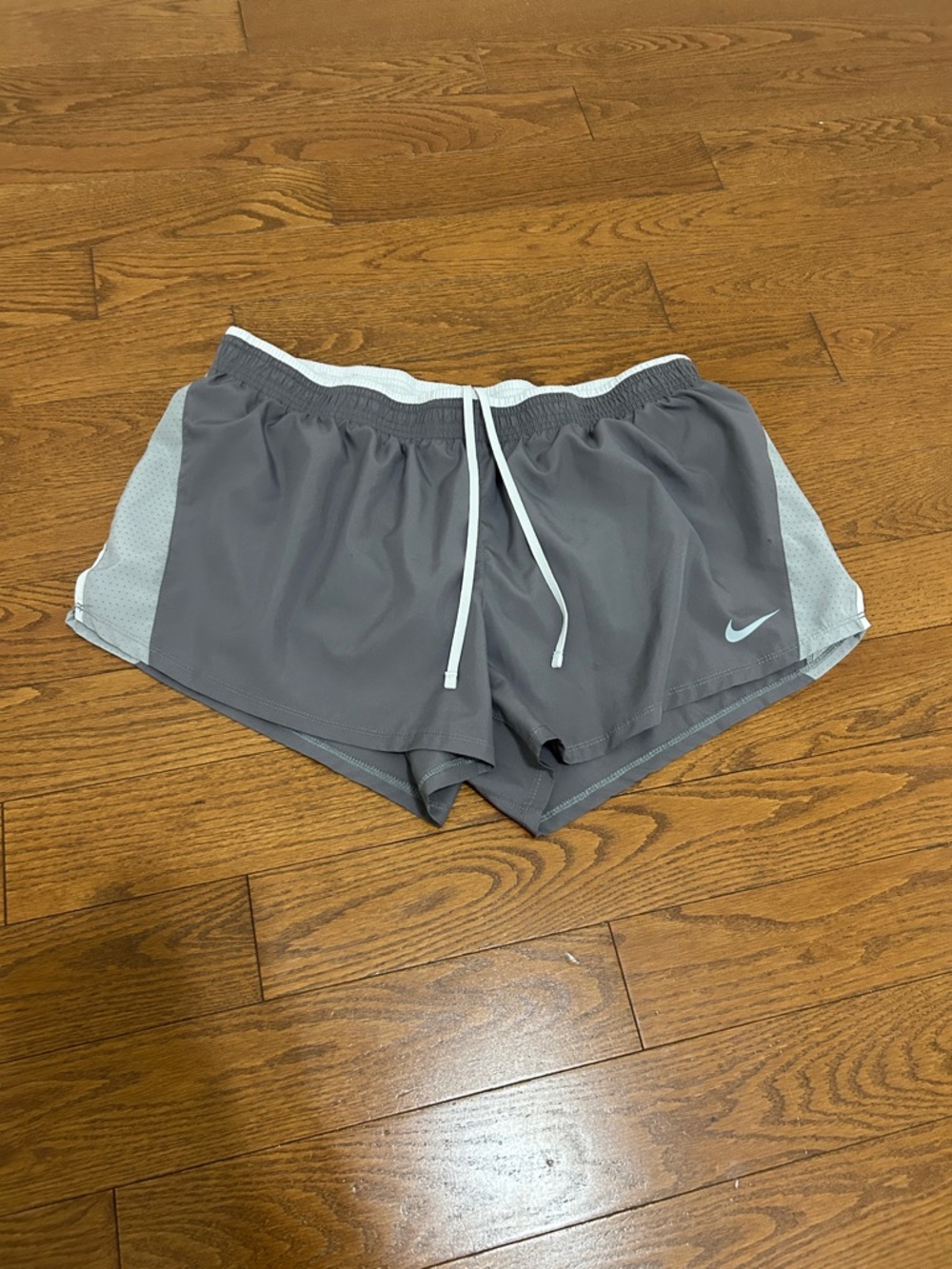 Nike Women’s Gray Athletic Shorts with White Drawstring